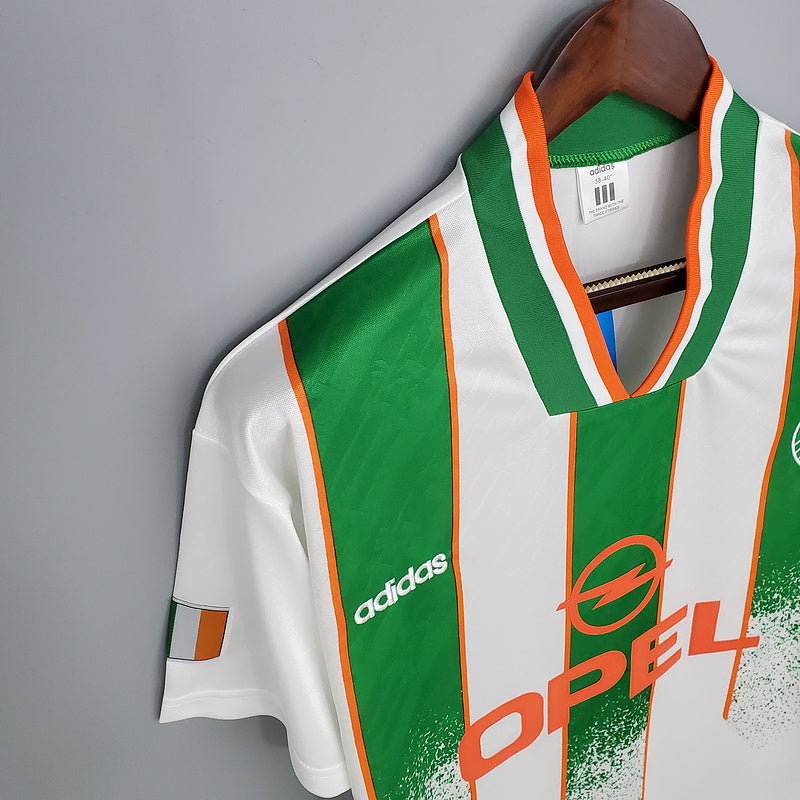 White Ireland retro away shirt detail — Houghton and Charlton era